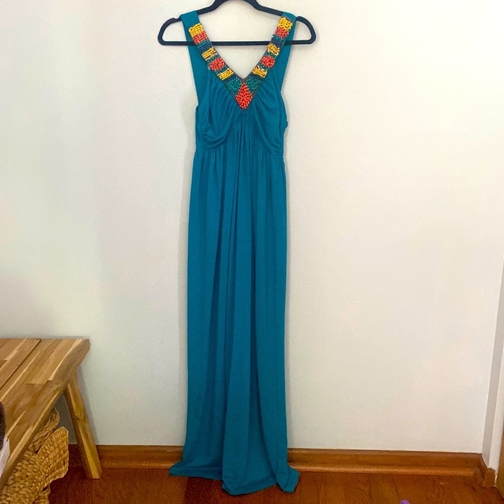 Beaded Maxi Tropical Vacation Maxi Dress